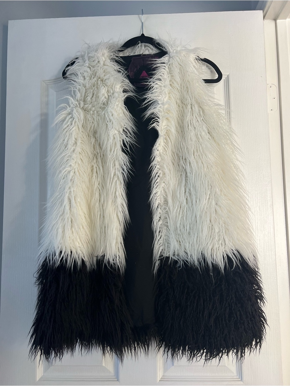 Vintage Two-Tone Faux Fur Long Vest